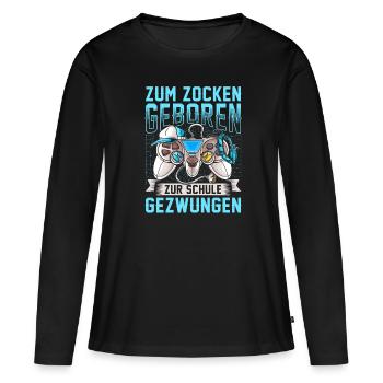 Zocken - Frauen Premium Bio Langarmshirt - Schwarz - Vorne - Julia (174cm)