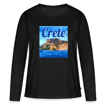 Crete - Frauen Premium Bio Langarmshirt - Schwarz - Vorne - Julia (174cm)