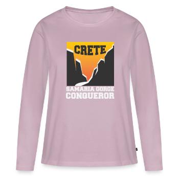 Crete Samaria Gorge Conqueror - Frauen Premium Bio Langarmshirt - Altrosa - Vorne - Julia (174cm)