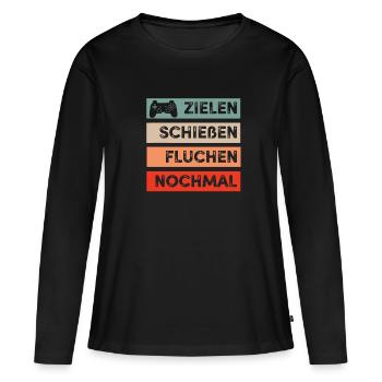 Zocken - Frauen Premium Bio Langarmshirt - Schwarz - Vorne - Julia (174cm)