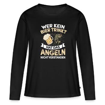 Angeln - Frauen Premium Bio Langarmshirt - Schwarz - Vorne - Julia (174cm)