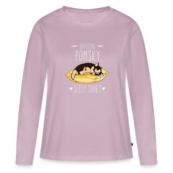 Chemise de nuit officielle Pomsky - T-shirt manches longues Premium bio Femme - rose poudré - Devant - Julia (174cm)