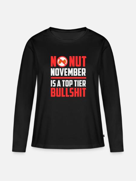 No Nut November - Frauen Premium Bio Langarmshirt - Schwarz