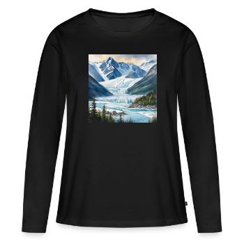 Glacier, Glace, Paysage, Alaska - T-shirt manches longues Premium bio Femme - noir - Devant - Julia (174cm)