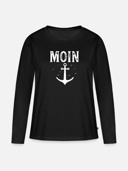 Hamburg Tshirt Geschenk Moin Hamburch Fußball - Frauen Premium Bio Langarmshirt - Schwarz