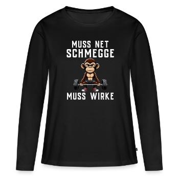 T-shirt de gymnastique drôle de remise en forme Gym d’entraînement - T-shirt manches longues Premium bio Femme - noir - Devant - Julia (174cm)
