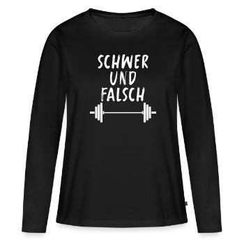T-shirt de gymnastique drôle de remise en forme Gym d’entraînement - T-shirt manches longues Premium bio Femme - noir - Devant - Julia (174cm)