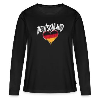 Deutschland Deutscher Deutsch GER Almanya Alemania - Frauen Premium Bio Langarmshirt - Schwarz - Vorne - Julia (174cm)