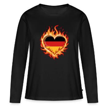 Deutschland Deutscher Deutsch GER Almanya Alemania - Frauen Premium Bio Langarmshirt - Schwarz - Vorne - Julia (174cm)