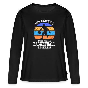 T-shirt de basket-ball B-ball Dunking Rebound Player - T-shirt manches longues Premium bio Femme - noir - Devant - Julia (174cm)