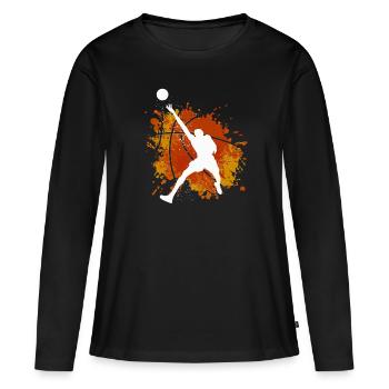 T-shirt de basket-ball B-ball Dunking Rebound Player - T-shirt manches longues Premium bio Femme - noir - Devant - Julia (174cm)