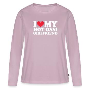Ossi Petite amie Petite amie Relation Couple Est - T-shirt manches longues Premium bio Femme - rose poudré - Devant - Julia (174cm)