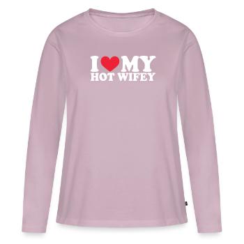 Petite amie Petite amie Relation Couple Amour Couple - T-shirt manches longues Premium bio Femme - rose poudré - Devant - Julia (174cm)