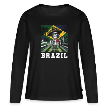 Brazil Brazil shirt Brazilian Rio de Janeirao - Women's Premium Organic Long Sleeve Shirt - black - Front - Julia (174cm)