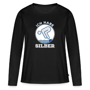 Ich hab Silber Schwimmabzeichen Schwimmer - Frauen Premium Bio Langarmshirt - Schwarz - Vorne - Julia (174cm)