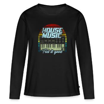 Musique House - T-shirt manches longues Premium bio Femme - noir - Devant - Julia (174cm)