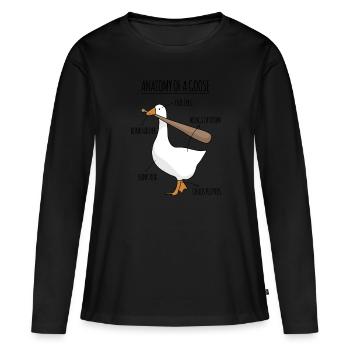 Anatomie d’un mème d’oie - T-shirt manches longues Premium bio Femme - noir - Devant - Julia (174cm)
