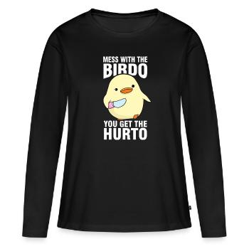 Vogel Meme - Frauen Premium Bio Langarmshirt - Schwarz - Vorne - Julia (174cm)
