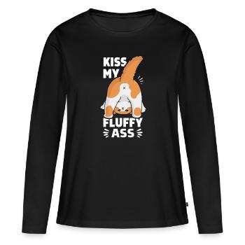 Embrasse mes fesses moelleuses - T-shirt manches longues Premium bio Femme - noir - Devant - Julia (174cm)