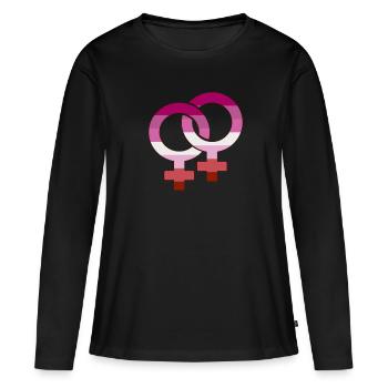 Lesbian Symbol - Gay Pride Queer LGBTQ CSD - Frauen Premium Bio Langarmshirt - Schwarz - Vorne - Julia (174cm)