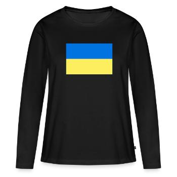 Ukraine Drapeau Paix Liberté Poutine - T-shirt manches longues Premium bio Femme - noir - Devant - Julia (174cm)