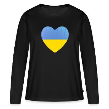 Ukraine Cœur Paix Liberté Poutine - T-shirt manches longues Premium bio Femme - noir - Devant - Julia (174cm)