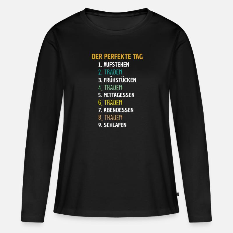 Traden Trader Crypto Aktien Geschenk - Frauen Premium Bio Langarmshirt - Schwarz