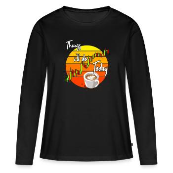 Café et commerce - T-shirt manches longues Premium bio Femme - noir - Devant - Julia (174cm)