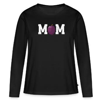 Mama Pflaume - Frauen Premium Bio Langarmshirt - Schwarz - Vorne - Julia (174cm)
