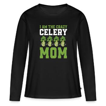 Maman céleri - T-shirt manches longues Premium bio Femme - noir - Devant - Julia (174cm)