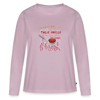 Burger Grillen Outfit lustiger Burgerbrater Spruch - Frauen Premium Bio Langarmshirt - Altrosa - Vorne - Julia (174cm)