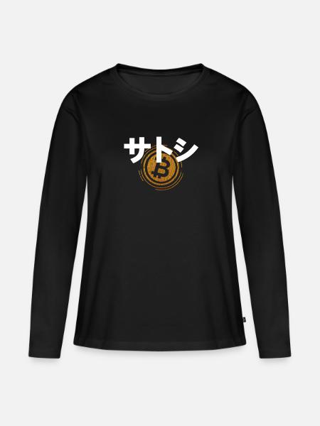 サトシ Bitcoin Crypto Währung - Frauen Premium Bio Langarmshirt - Schwarz