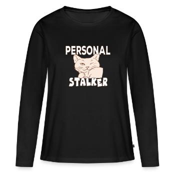 Personal Stalker Cat Owner Cats Love - T-shirt manches longues Premium bio Femme - noir - Devant - Julia (174cm)