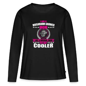 Champignonnière Mama - T-shirt manches longues Premium bio Femme - noir - Devant - Julia (174cm)
