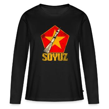 Soyouz Rocket Union soviétique - T-shirt manches longues Premium bio Femme - noir - Devant - Julia (174cm)