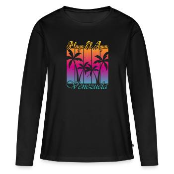 Playa El Aqua Venezuela - T-shirt manches longues Premium bio Femme - noir - Devant - Julia (174cm)