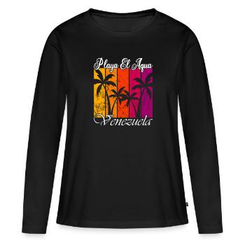 Playa El Aqua Venezuela - T-shirt manches longues Premium bio Femme - noir - Devant - Julia (174cm)