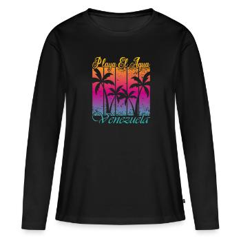 Playa El Aqua Venezuela - T-shirt manches longues Premium bio Femme - noir - Devant - Julia (174cm)