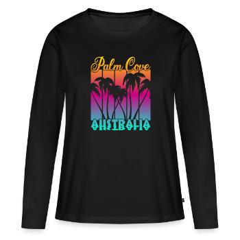 Palm Cove Australia - Frauen Premium Bio Langarmshirt - Schwarz - Vorne - Julia (174cm)