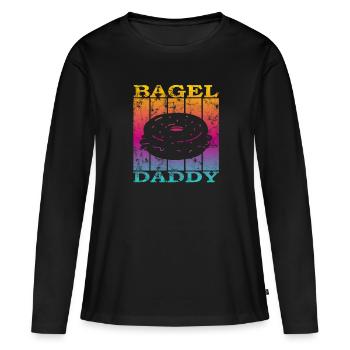 Bagel Papa - T-shirt manches longues Premium bio Femme - noir - Devant - Julia (174cm)