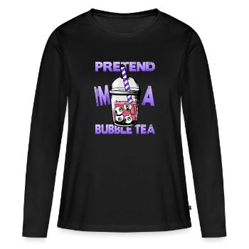 Faire semblant d’être un Bubble Tea - T-shirt manches longues Premium bio Femme - noir - Devant - Julia (174cm)