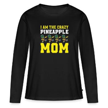 Pineapple Mom - Women's Premium Organic Long Sleeve Shirt - black - Front - Julia (174cm)