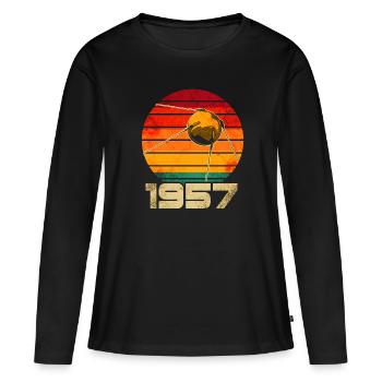 Satellite Spoutnik 1 - T-shirt manches longues Premium bio Femme - noir - Devant - Julia (174cm)