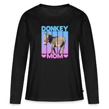 Maman âne - T-shirt manches longues Premium bio Femme - noir - Devant - Julia (174cm)