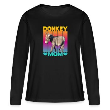 Maman âne - T-shirt manches longues Premium bio Femme - noir - Devant - Julia (174cm)