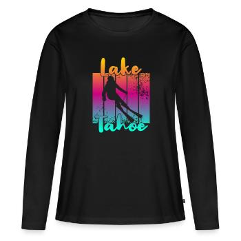 Lac Tahoe - T-shirt manches longues Premium bio Femme - noir - Devant - Julia (174cm)
