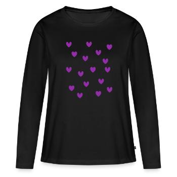 Cœurs violets - T-shirt manches longues Premium bio Femme - noir - Devant - Julia (174cm)