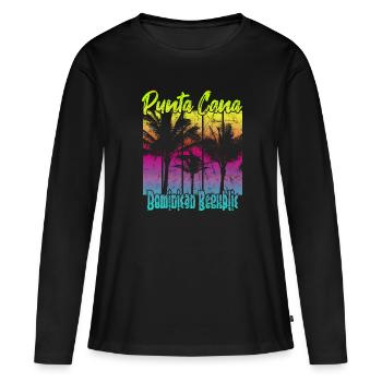 Punta Cana République dominicaine - T-shirt manches longues Premium bio Femme - noir - Devant - Julia (174cm)