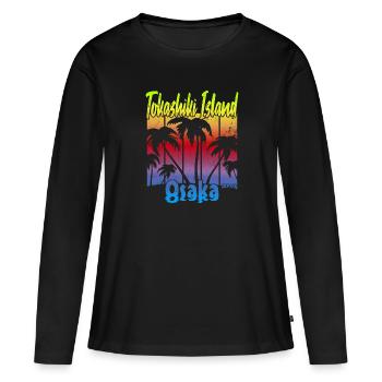 Île de Tokashiki Osaka - T-shirt manches longues Premium bio Femme - noir - Devant - Julia (174cm)