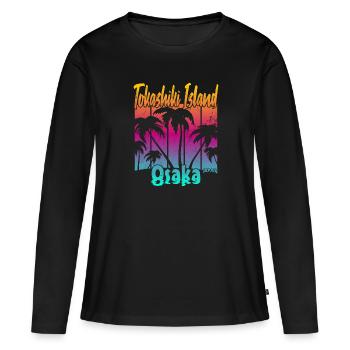 Île de Tokashiki Osaka - T-shirt manches longues Premium bio Femme - noir - Devant - Julia (174cm)